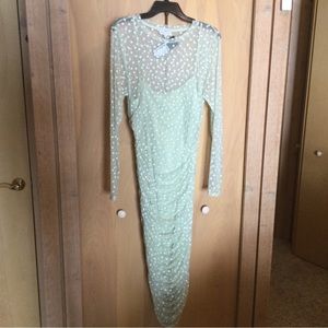 Gianni Bini moss colored mesh knit dress